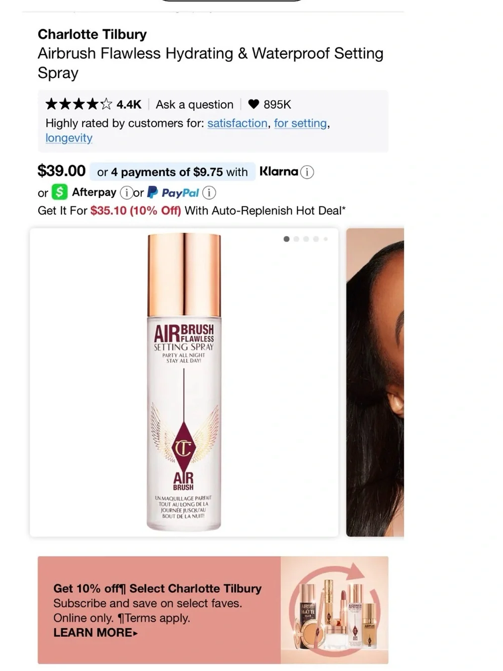 Charlotte Tilbury Airbrush Flawless Setting Spray - Gold & Burgundy Packaging